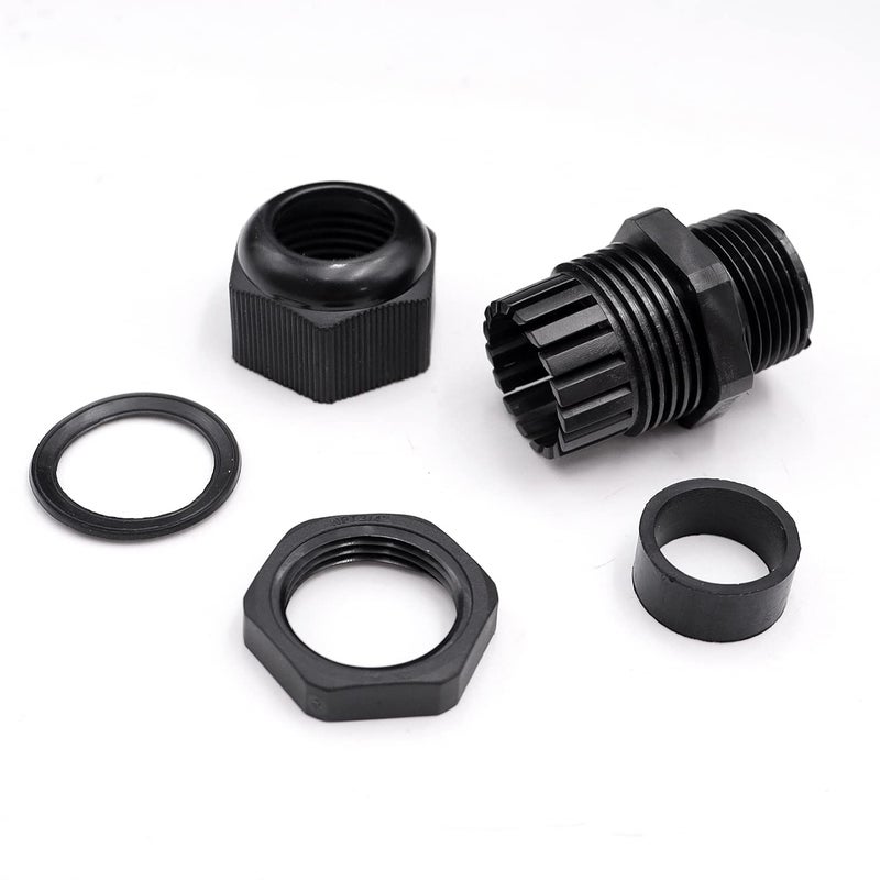 Tnuocke 20 Pcs Nylon Cable Glands 1/4"" Npt,Waterproof Adjustable Diameter 3-6Mm Cable Connectors,Plastic Cable Gland Joints With Gaskets 1/4 Npt-Bk - Image 3